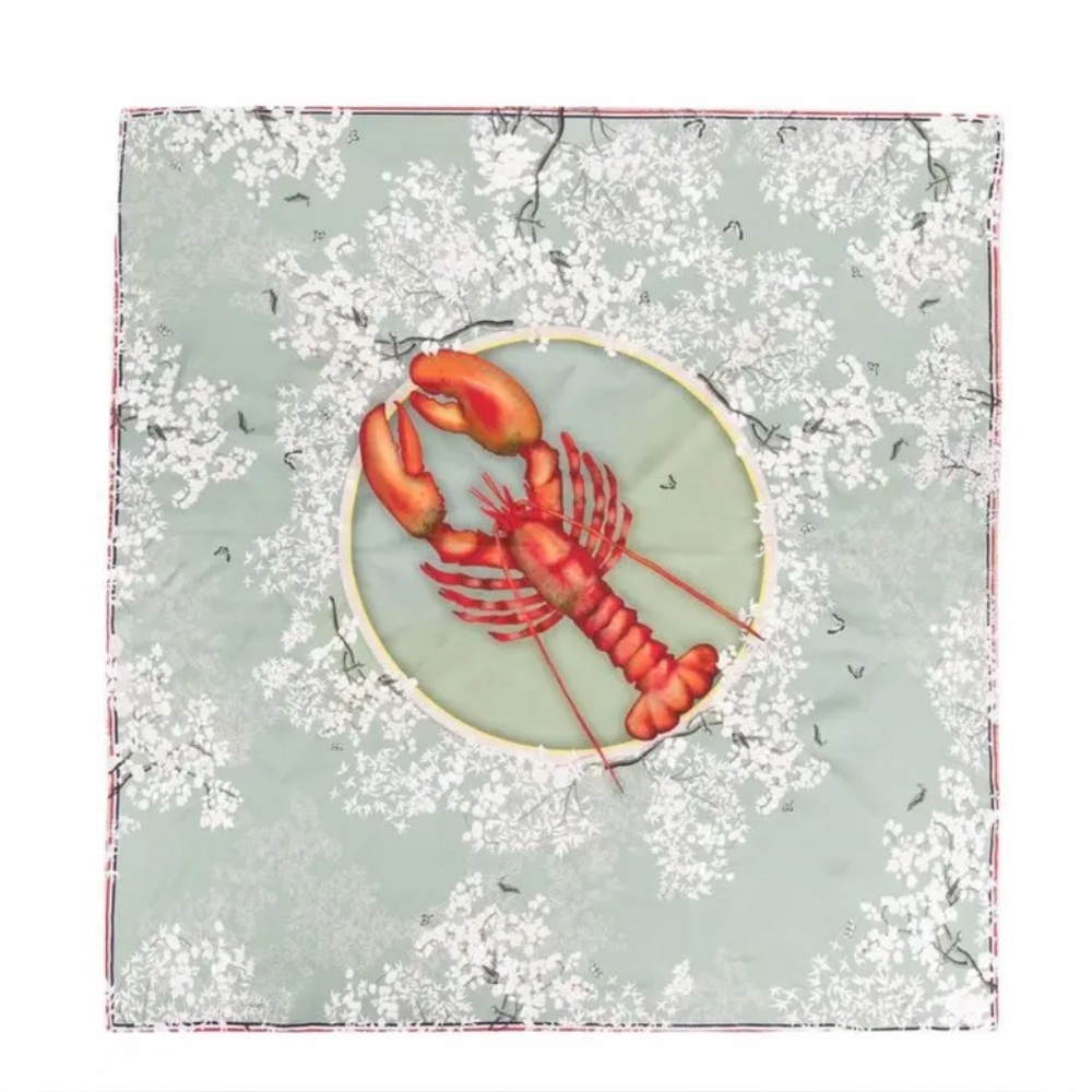 THOM BROWNE Lobster Icon Print Silk Scarf New - Picture 1 of 5
